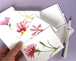 Pink Watercolor Floral Notecards- Poppy, Lily, Clematis, Carnation