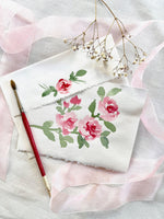 Hand Painted Watercolor 3 Roses C