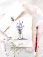 Hand Painted Watercolor Lavender in Mason Jar