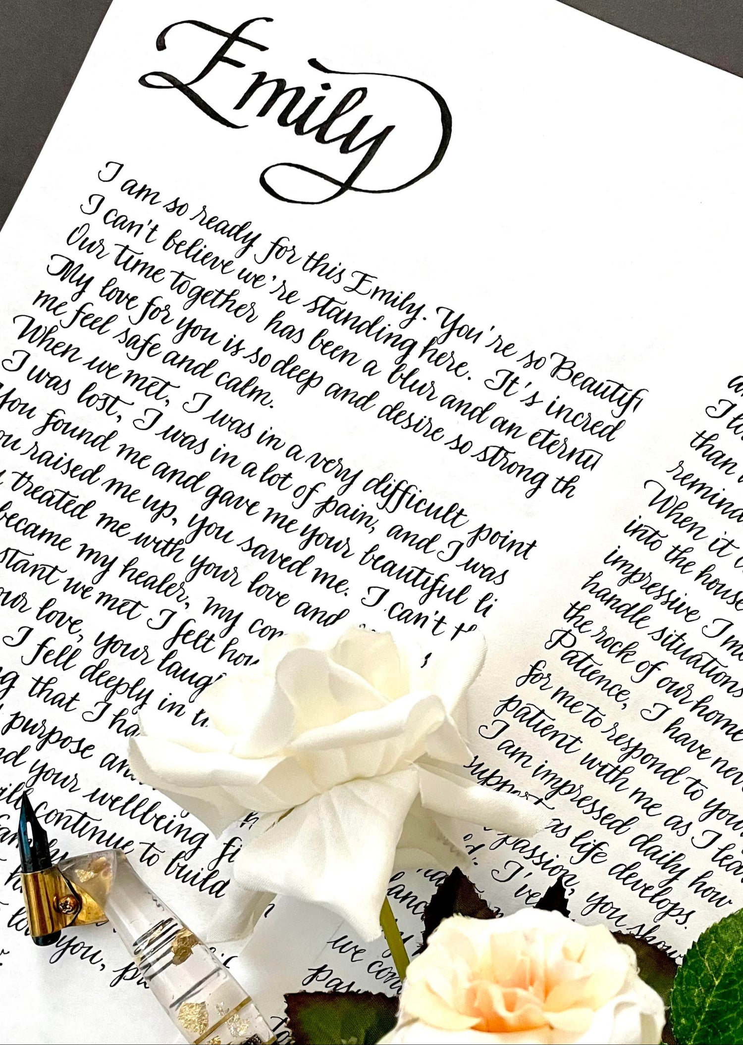 wedding vows in hand lettered calligraphy