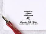 Lighthouse Collection back of Greeting Card with stamp: Handmade by Katherine