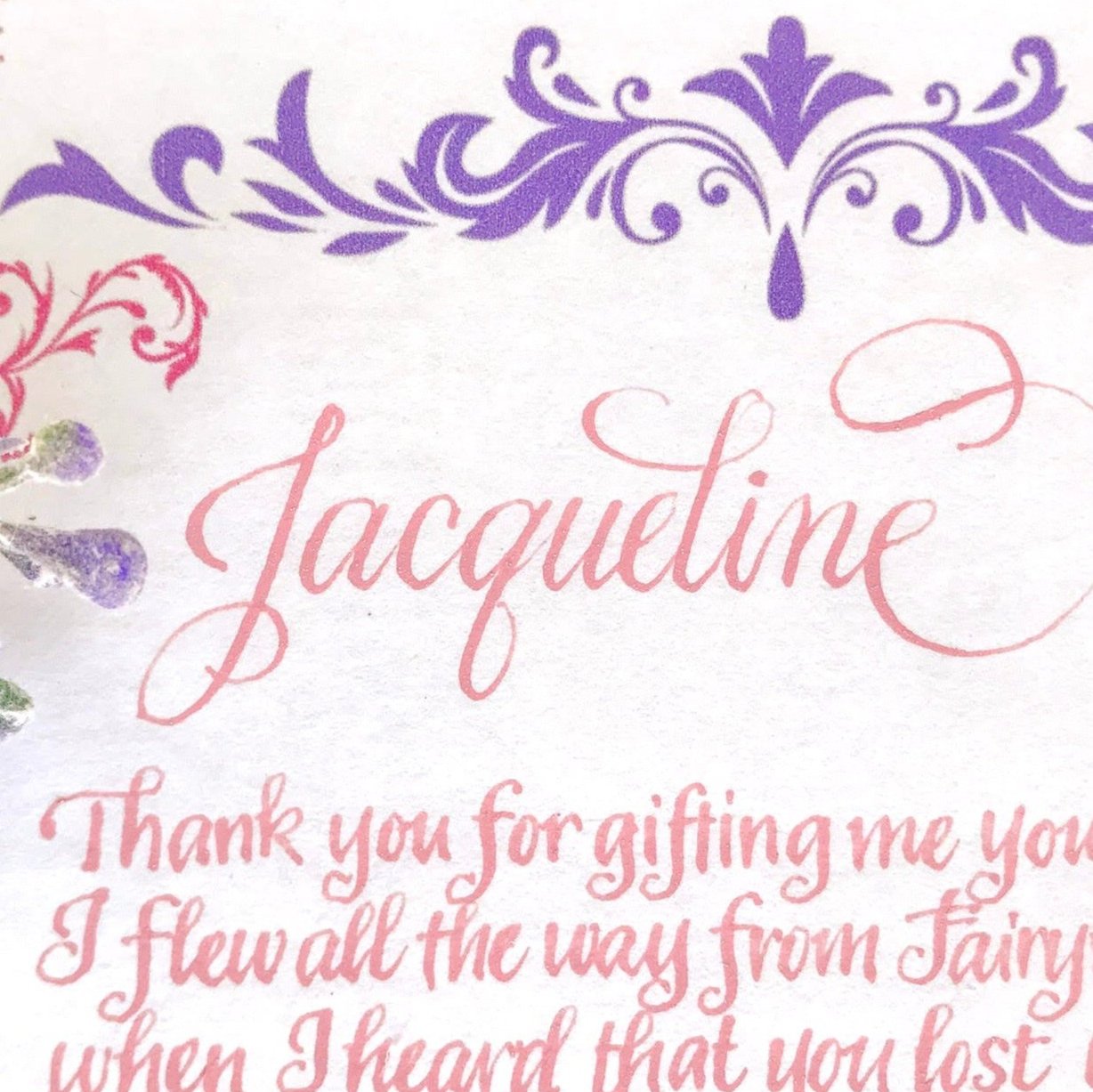 Personalized Girl's Tooth Fairy Letter hand lettered in Calligraphy