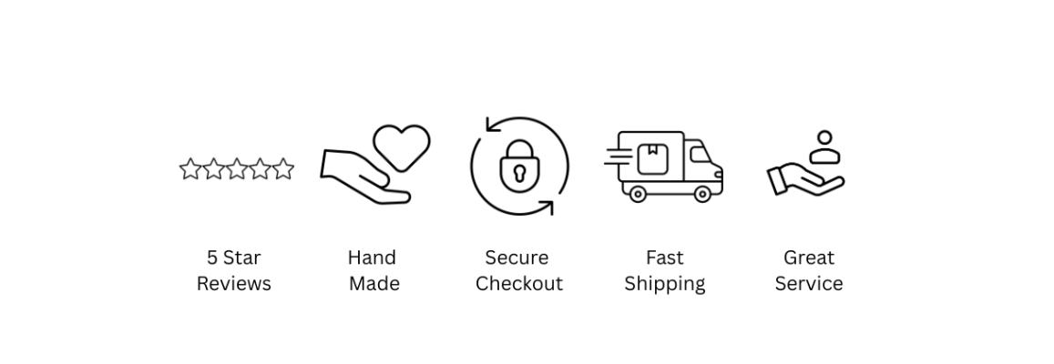 Set of icons and text on a white background