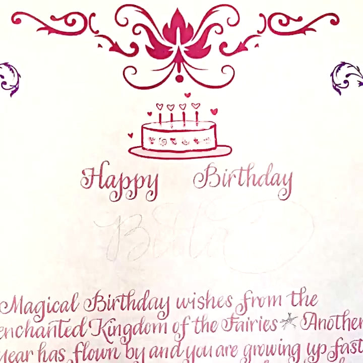 Personalized Birthday Fairy Letter in hand lettered Calligraphy